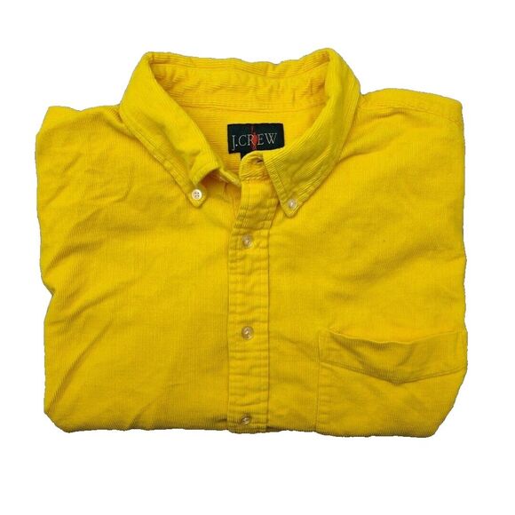 JCrew Shirt Mens Extra Large Yellow Corduroy Causal Button Up Outdoor‎ Flannel - Picture 1 of 12